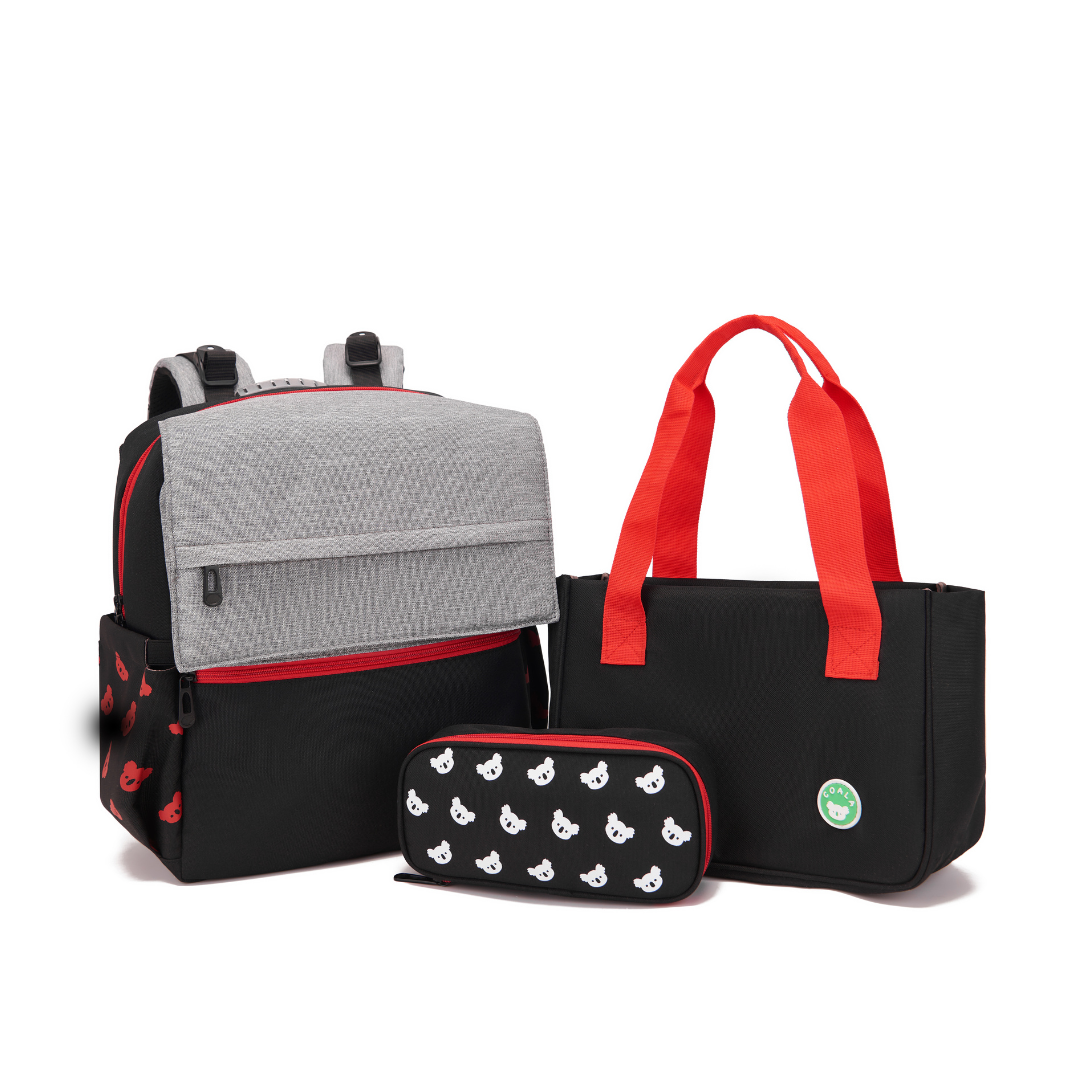 CoalaKids School Bag - Gibb Spine-Care (M) - Black/Red
