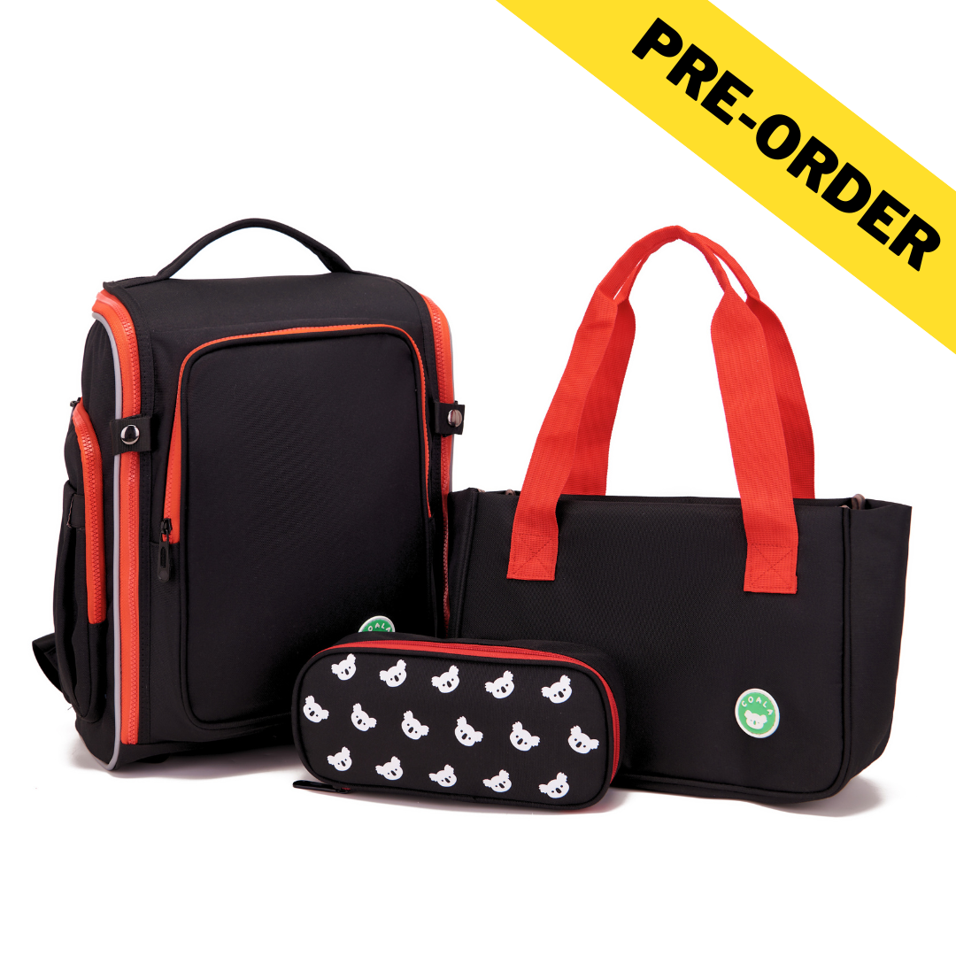 [PRE-ORDER] - CoalaKids School Bag - PRIMO Premium (L) - Black/Red
